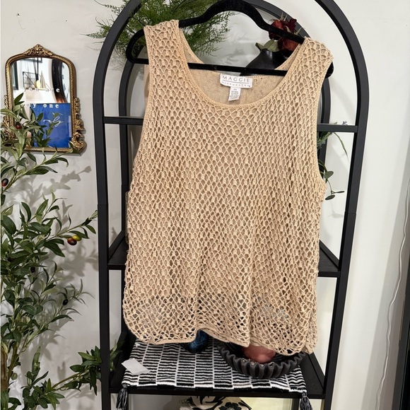 maggie monaughton Tan Relaxed Cropped Sleeveless Tank plus size 2x - Picture 1 of 7